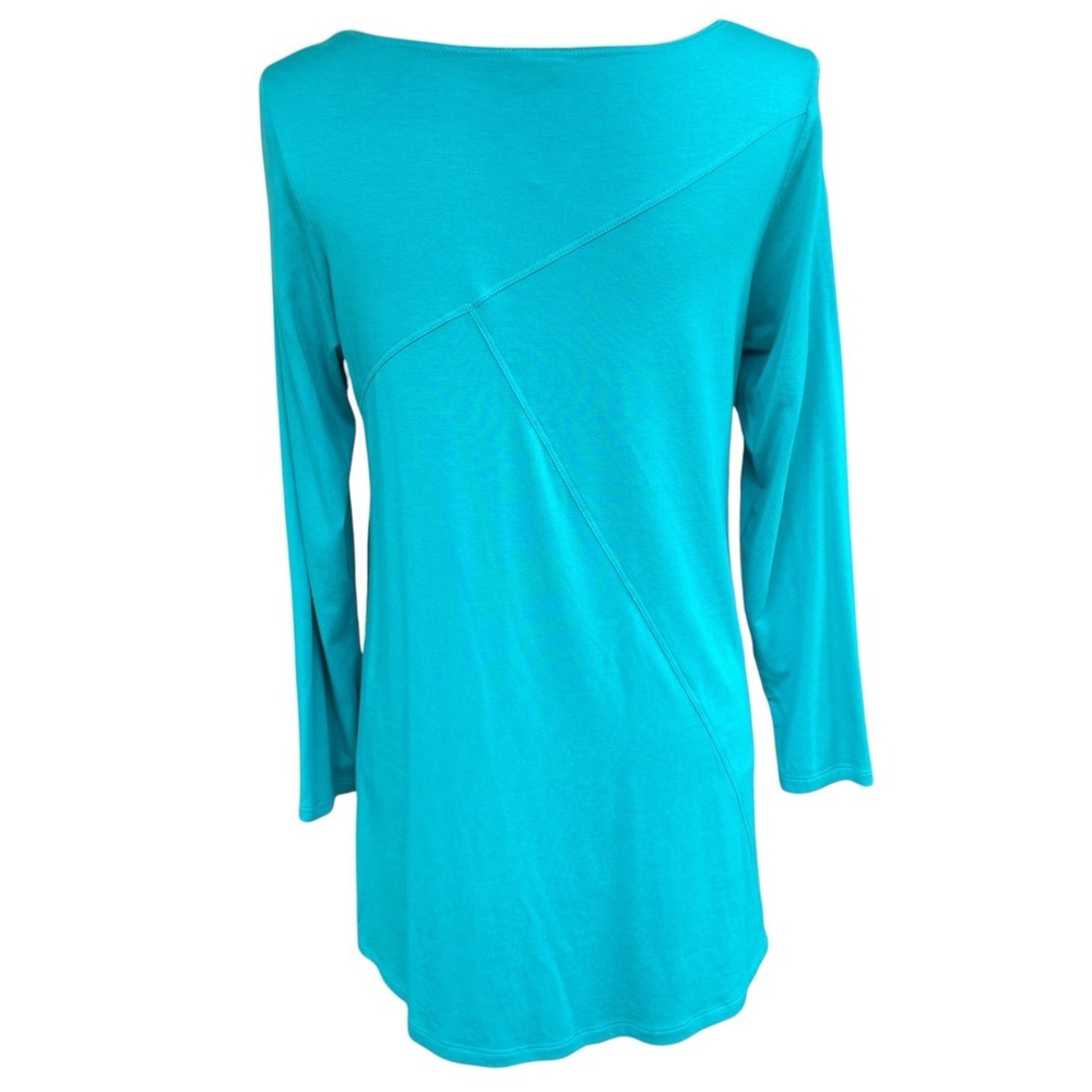 Comfy USA Turquoise Modal Jersey Tunic Shirt Lagenlook Asymmetric Cutout Small S - Picture 6 of 6